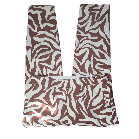 SPANX On The Go Print Ankle Slim Straight Leg Brown Zebra Print Pants L - Picture 3 of 8